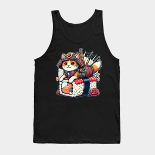 Cute Sushi Samurai Cat | Women’s Japanese Cat Lover Tank Top